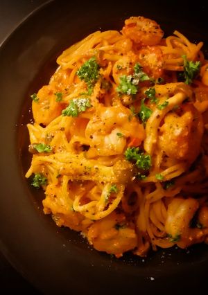 プロ直伝！エビと茸のトマトクリームパスタ-レシピのメイン写真