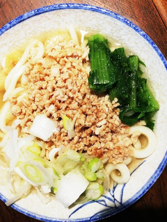 温玉掛けうどん★☆長ネギ&鶏肉そぼろがけ-レシピのメイン写真