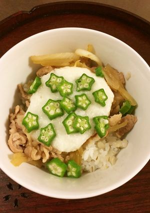 豚肉＆オクラとろろ丼-レシピのメイン写真
