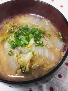 白菜とブロッコリーの味噌汁-レシピのメイン写真