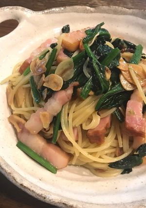 ほうれん草とベーコンのペペロンチーノ♡-レシピのメイン写真
