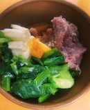 ☆小松菜のお浸しと大和芋マグロの付け合せ