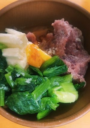 ☆小松菜のお浸しと大和芋マグロの付け合せ-レシピのメイン写真