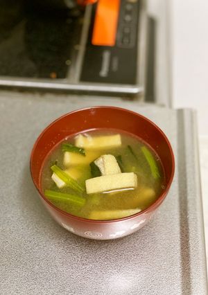 小松菜と油揚げの味噌汁-レシピのメイン写真
