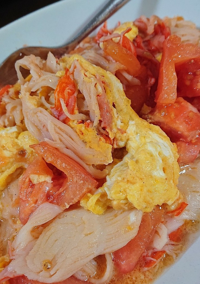 カニかまとトマトの玉子炒め-レシピのメイン写真