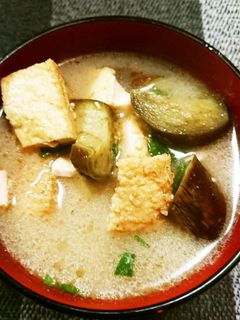 茄子と厚揚げのお味噌汁-レシピのメイン写真
