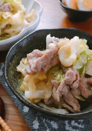 包丁不要♡キャベツと豚肉のバターポン酢-レシピのメイン写真
