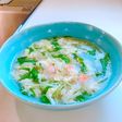 水菜と海老のふわふわ卵和風スープ