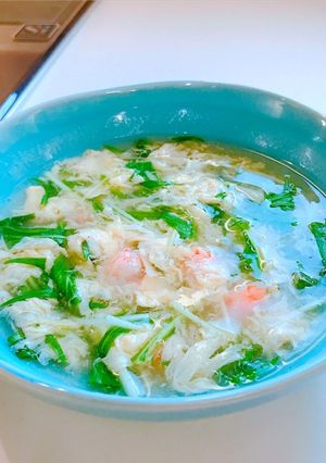 水菜と海老のふわふわ卵和風スープ-レシピのメイン写真