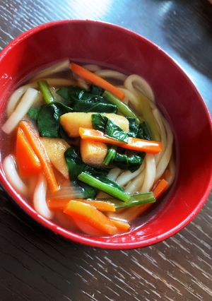小松菜のお浸しをあんかけうどん-レシピのメイン写真