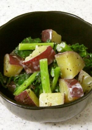 かき菜とさつまいもの塩昆布和え-レシピのメイン写真