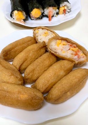 節分おいなり☆恵方巻の残り物具材で-レシピのメイン写真