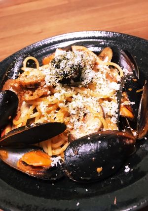 コストコのムール貝で作る海鮮トマトパスタ-レシピのメイン写真