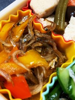 お弁当に!パプリカのじゃこ炒め*-レシピのメイン写真