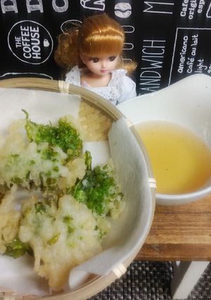 リカちゃん♡菜の花の天ぷらꕤ(市販粉で)-レシピのメイン写真