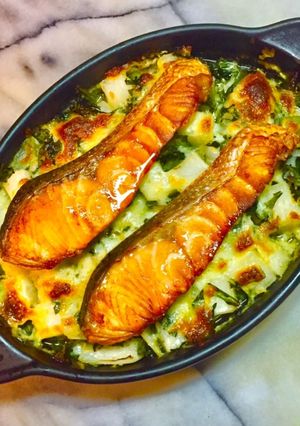 No2350サーモン大根春菊チーズ焼き-レシピのメイン写真