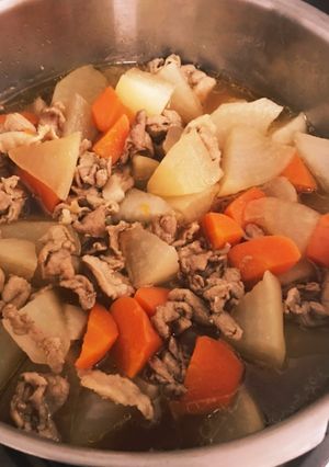 【活力鍋】豚こま大根人参煮物-レシピのメイン写真