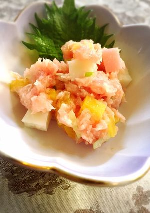 ネギトロと沢庵かまぼこの和え物-レシピのメイン写真