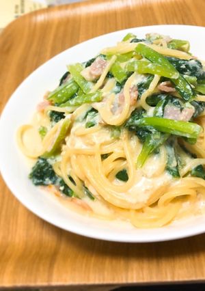 小松菜のクリームパスタ-レシピのメイン写真