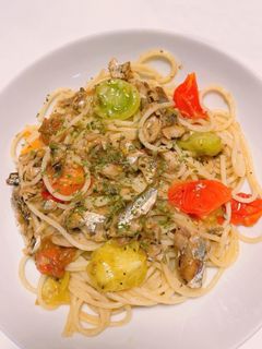 オイルサーディンで作るアヒージョパスタ-レシピのメイン写真