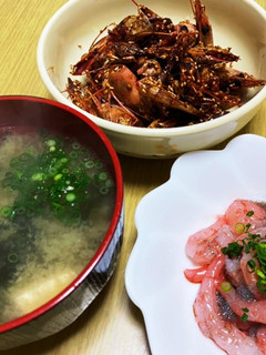 甘エビ刺身から節約3品(味噌汁、佃煮風)-レシピのメイン写真