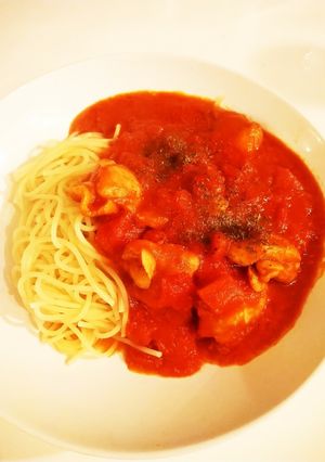 麺茹でる時間で作れる鶏トマトパスタソース-レシピのメイン写真