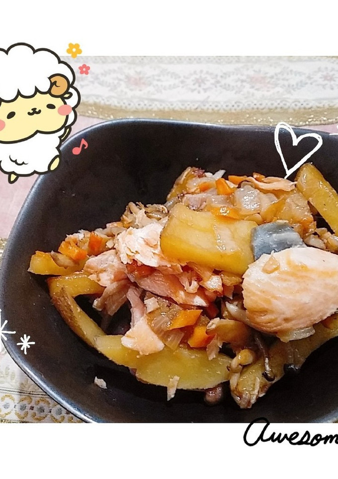 【出稼ぎメシ】鮭とじゃが玉のバター風味-レシピのメイン写真