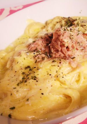 コーンスープで作るカルボ風ツナパスタ-レシピのメイン写真