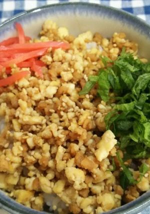木綿豆腐と大豆ミンチの簡単そぼろ丼♪-レシピのメイン写真
