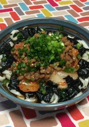 超簡単☆激うま！釜揚げ納豆キムチうどん-レシピのメイン写真