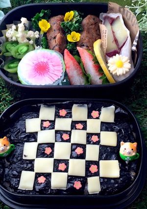 2月5日　市松　海苔弁当　中学生　詰め方-レシピのメイン写真