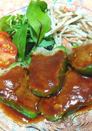 噛みきりやすい♪ピーマンの肉詰め♡-レシピのメイン写真