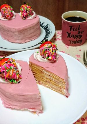 バレンタインに…苺チョコがけミルクレープ-レシピのメイン写真