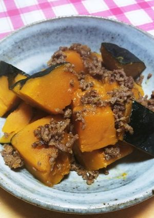 かぼちゃとひき肉の煮物-レシピのメイン写真