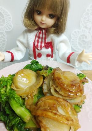 リカちゃん♡菜の花とホタテバター醤油炒め-レシピのメイン写真