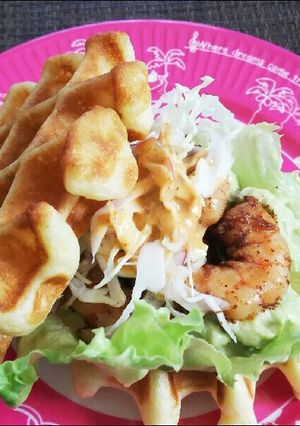 ワッフルサンドイッチ＊エビ＆アボカド-レシピのメイン写真