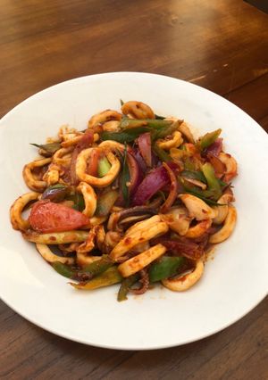 スリランカ風イカと野菜のピリ辛炒め-レシピのメイン写真