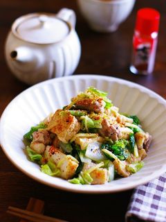 鶏もも肉と厚揚げのレンチン七味生姜白菜煮-レシピのメイン写真