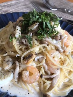 シーフードミックスで簡単♪クリームパスタ-レシピのメイン写真