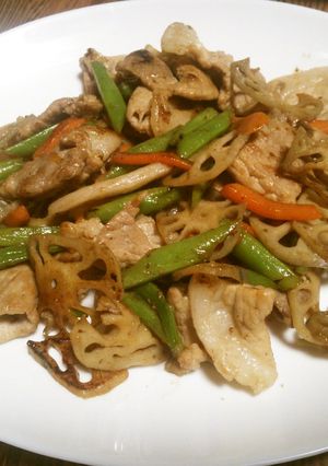 豚肉とシャキシャキれんこんの炒め物-レシピのメイン写真