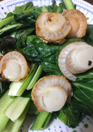 超簡単　ちんげん菜とホタテの炒め物-レシピのメイン写真