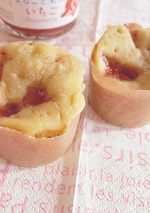 レンジでいちごカップケーキ/バレンタイン-レシピのメイン写真