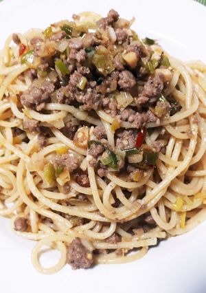 簡単本格!ひき肉とネギの麻辣パスタ-レシピのメイン写真