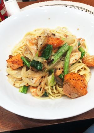 シャケとほうれん草のクリームパスタ-レシピのメイン写真