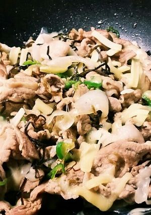 豚こま塩昆布炒め(くらこんレシピより)-レシピのメイン写真