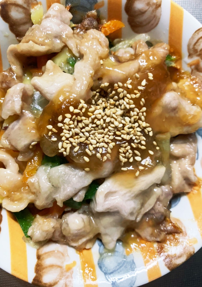全てレンジ中華丼風豚こまのせドーム蒸し-レシピのメイン写真