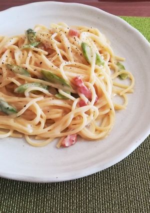 アスパラベーコンクリームパスタ-レシピのメイン写真