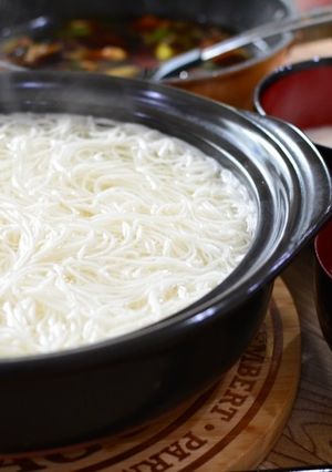 つけダレで食べる温かいそうめん♬-レシピのメイン写真