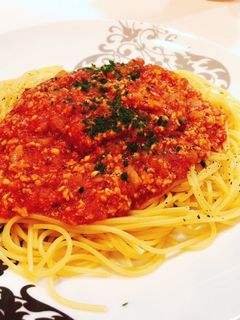 わたしのミートソースパスタ @鶏そぼろ-レシピのメイン写真