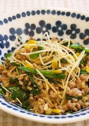 大鰐温泉もやしと、ニラのミンチ炒め！-レシピのメイン写真